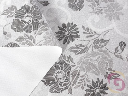 PVC obrusovina s textilným podkladom - vzor sivé kvety