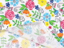 Bavlnené plátno SIMONA - vzor 1062 farebné kvetiny na bielom - metráž š. 160cm