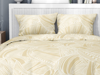 Flanelové posteľné obliečky - vzor 808 tropické listy na zlatom