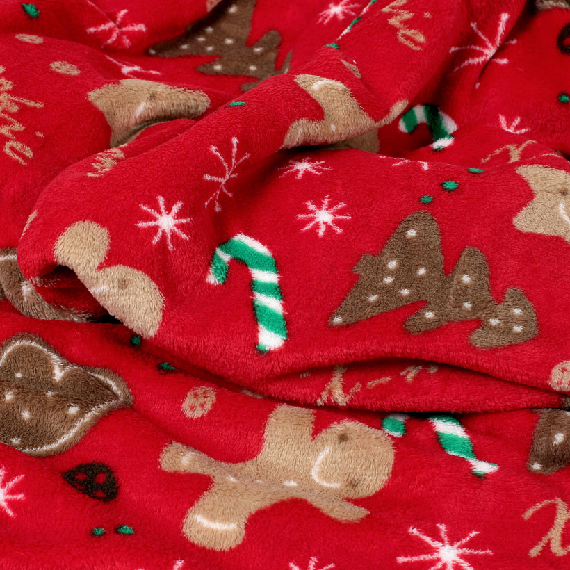 Vianočná deka z mikrovlákna - perníkové dekorácie