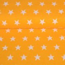 Bavlnené plátno Simona - vzor 630 biele hviezdičky na žlto oranžovom - metráž š. 160 cm