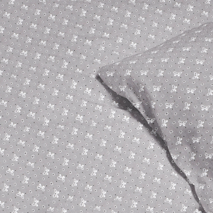 Bavlnené posteľné obliečky - motýlikovia na sivom