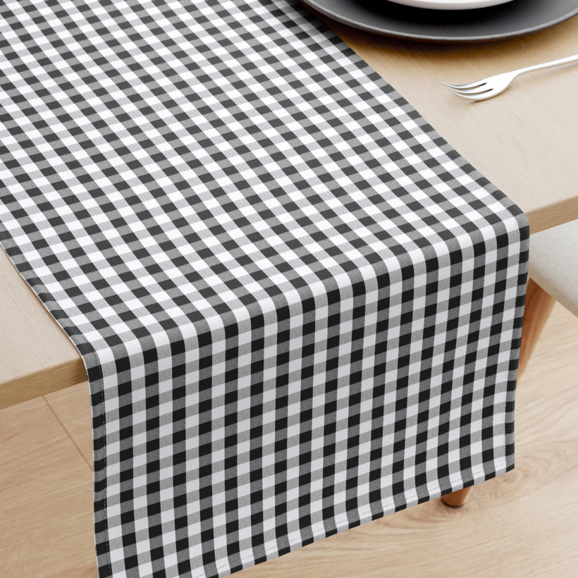Behúň na stôl 100% bavlnené plátno - čierne a biele kocky
