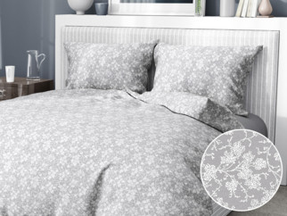 Flanelové posteľné obliečky - vzor 941 popínavé kvety na svetle sivom