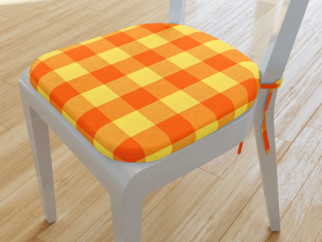 Oblý podsedák 100% bavlna 39x37 cm - veľké oranžovo-žlté kocky