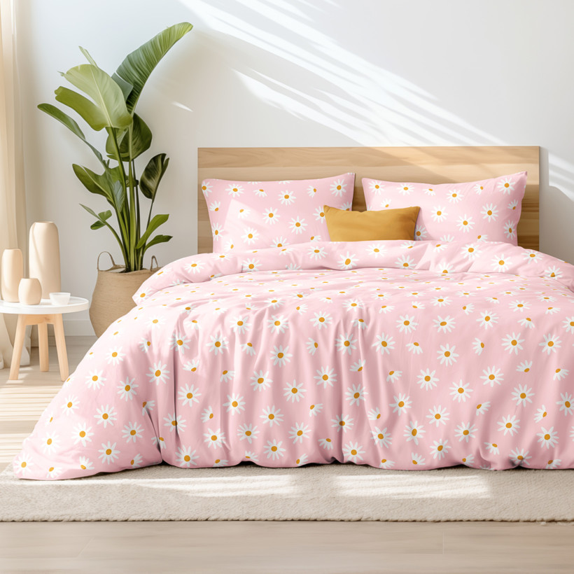 Bavlnené posteľné obliečky - kvety margarétok