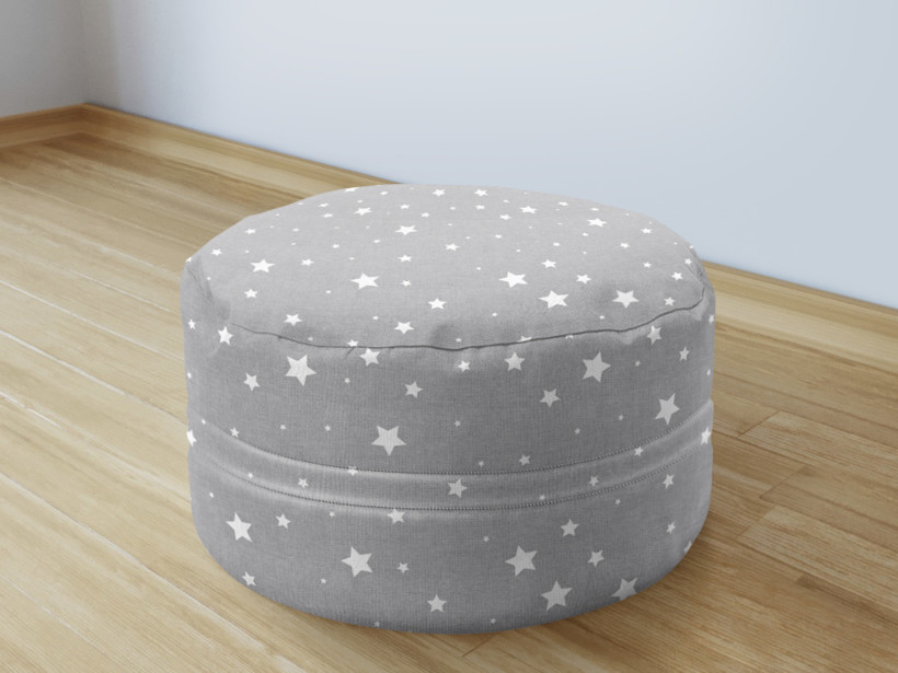 Bavlnený sedacie bobek 50x20cm - drobné biele hviezdičky na sivom