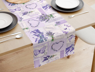 Teflónový behúň na stôl - patchwork levanduľou s motýľmi