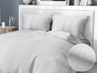 Damaškové posteľné obliečky so saténovým vzhľadom Deluxe - vzor 001 drobné sivé prúžky