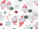 Bavlnené plátno SIMONA - vianočný vzor 1060 škriatkovia na bielom - metráž š. 160cm