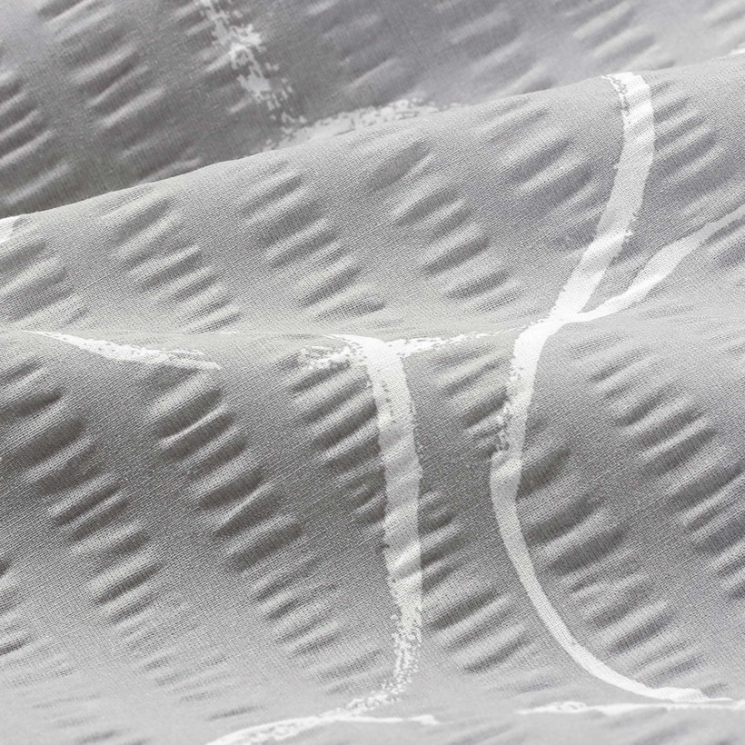Bavlnený krep - abstraktné obrysy na sivom