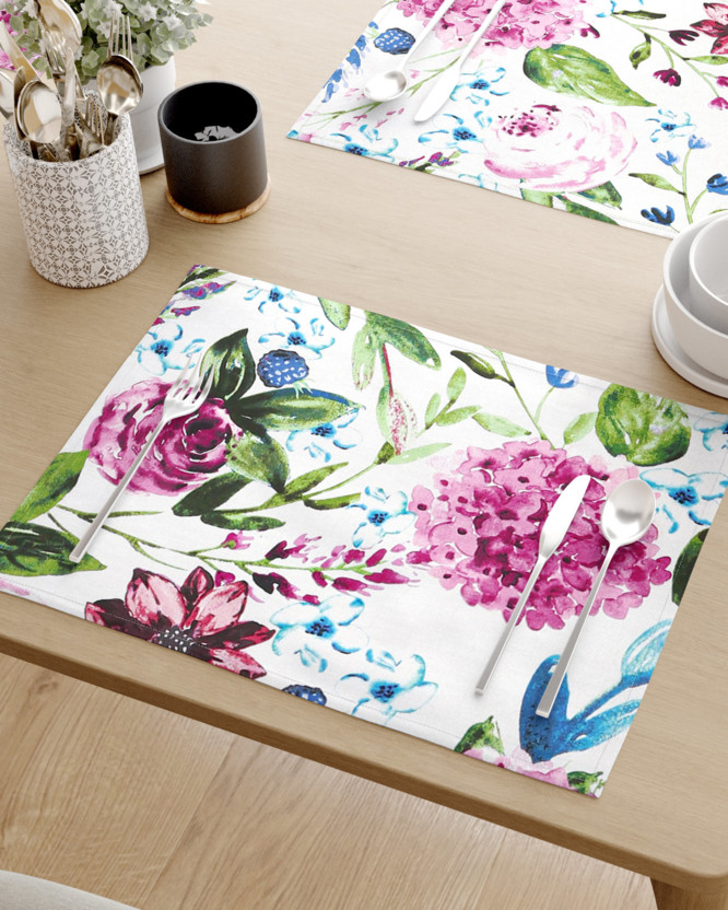 Prestieranie na stôl 100% bavlnené plátno - motív fialových hortenzií - sada 2ks