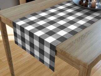 Dekoračný behúň na stôl MENORCA - vzor veľké tmavo sivé a biele kocky