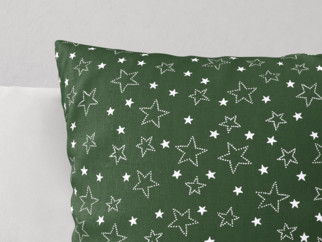 Bavlnená obliečka na vankúš - vzor biele hviezdičky na zelenom