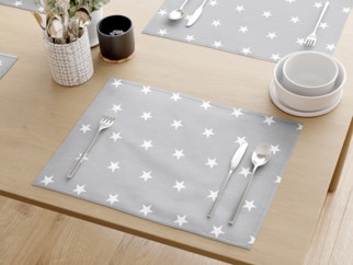 Bavlnené prestieranie na stôl - biele hviezdičky na svetlo sivom - sada 2ks