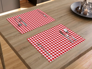 Bavlnené prestieranie na stôl KANAFAS - vzor malé červeno-biele kocky - 2ks