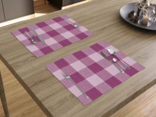 Bavlnené prestieranie na stôl KANAFAS - vzor kocka veľká fialová - sada 2ks