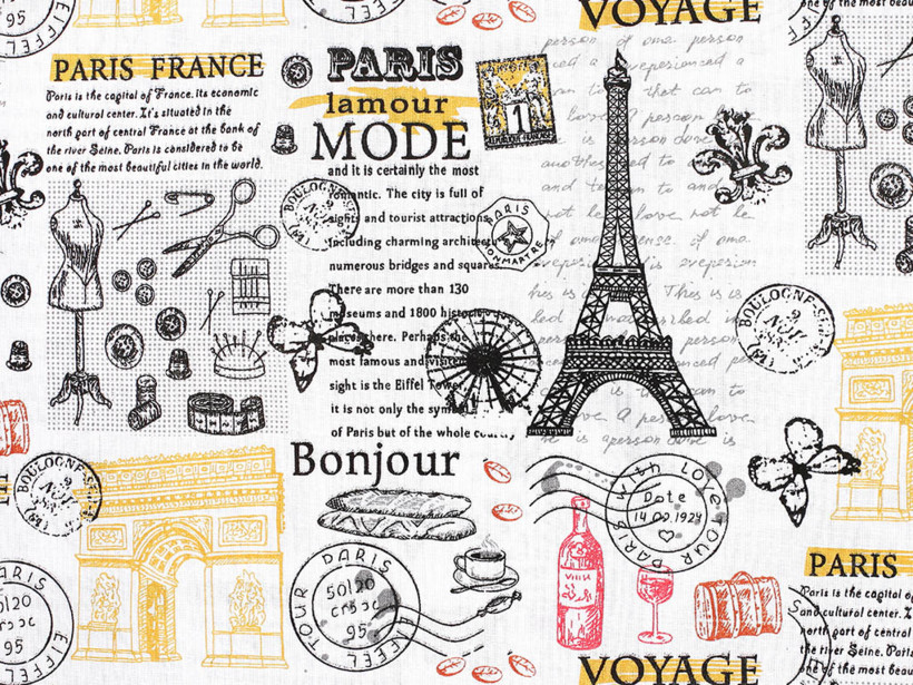 Bavlnené plátno - symboly Paríža