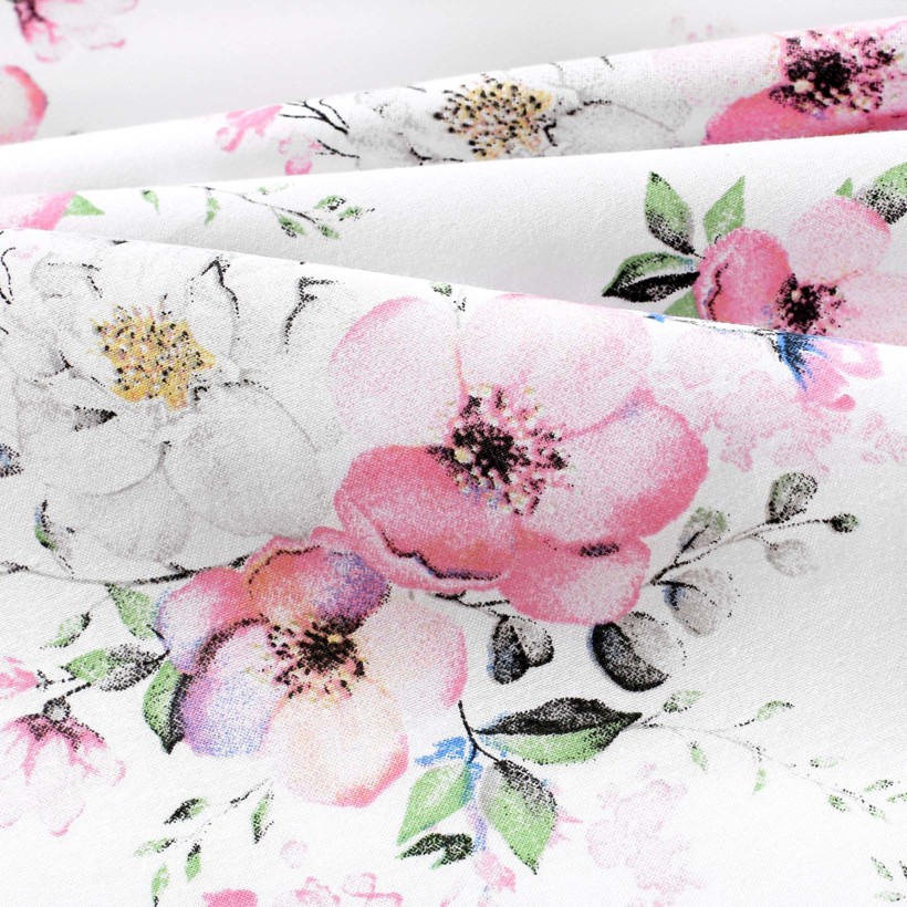 Bavlnená obliečka na vankúš - ružové sakury s lístkami