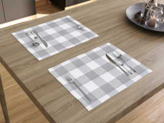 Dekoračné prestieranie na stôl MENORCA - vzor veľké sivé a biele kocky - sada 2ks