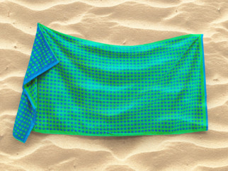 Veľká froté plážová osuška BODKY - zelená 90x180 cm