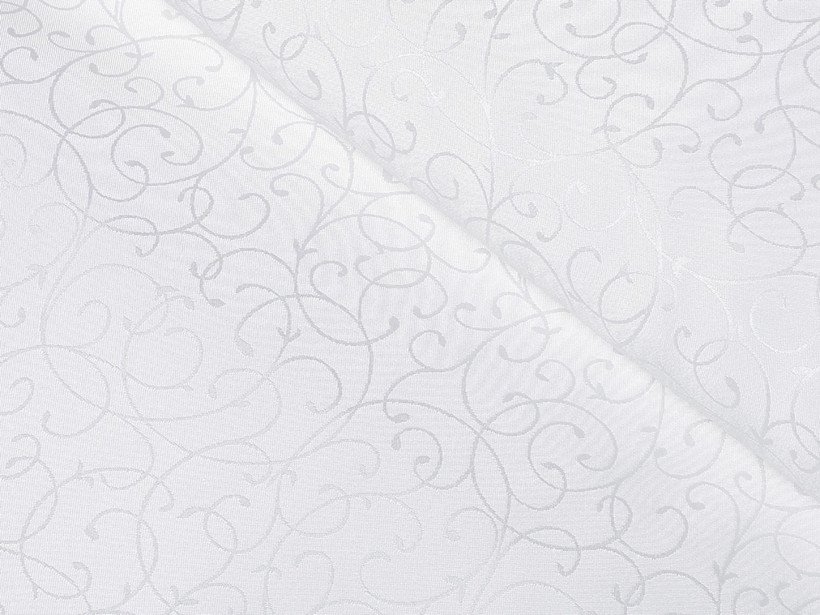 Dekoračná látka na obrusy - biela perokresba
