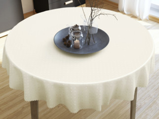 Okrúhly luxusný teflónový obrus - vanilkový s lesklými obdĺžničky