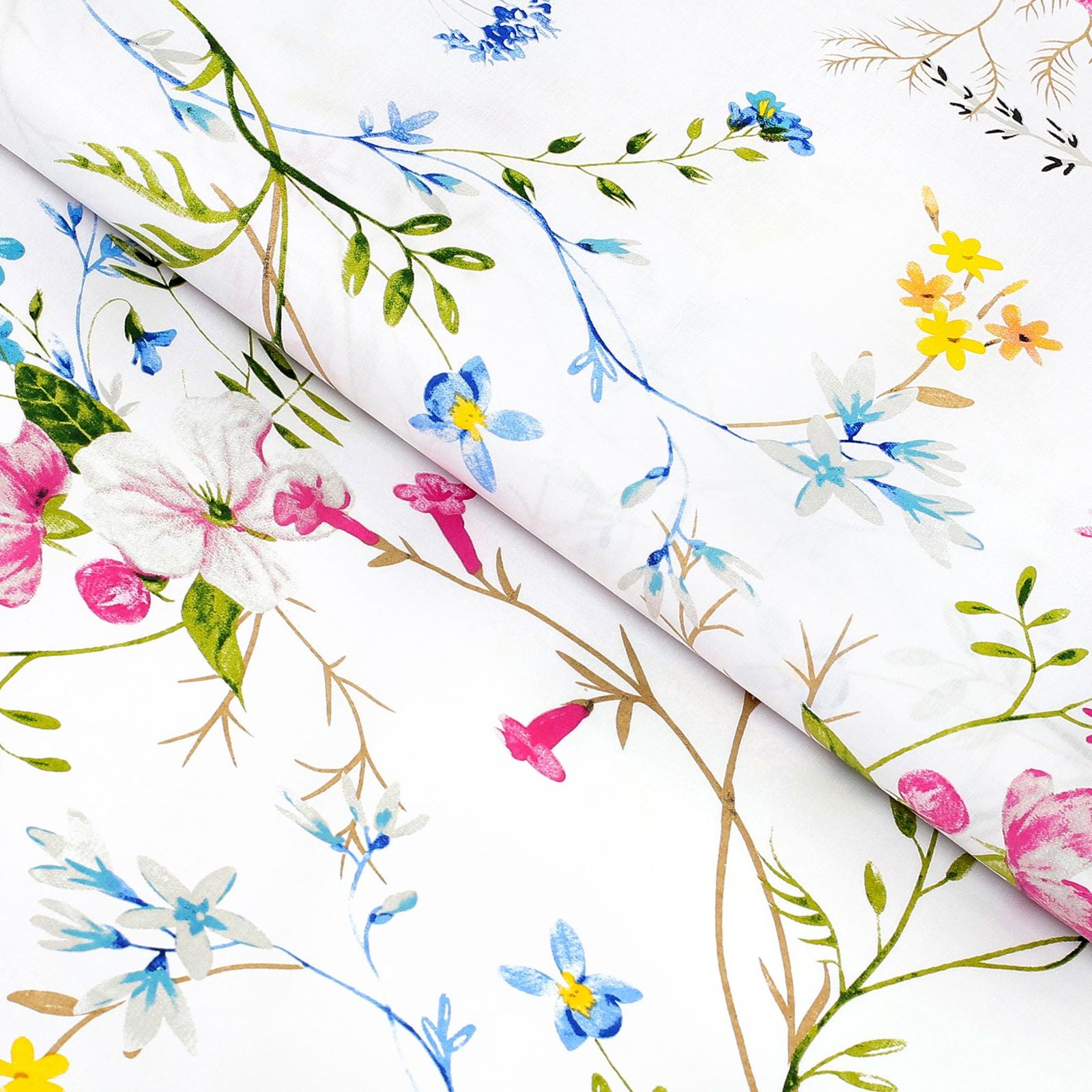 Bavlnené plátno - maľované lúčne kvety