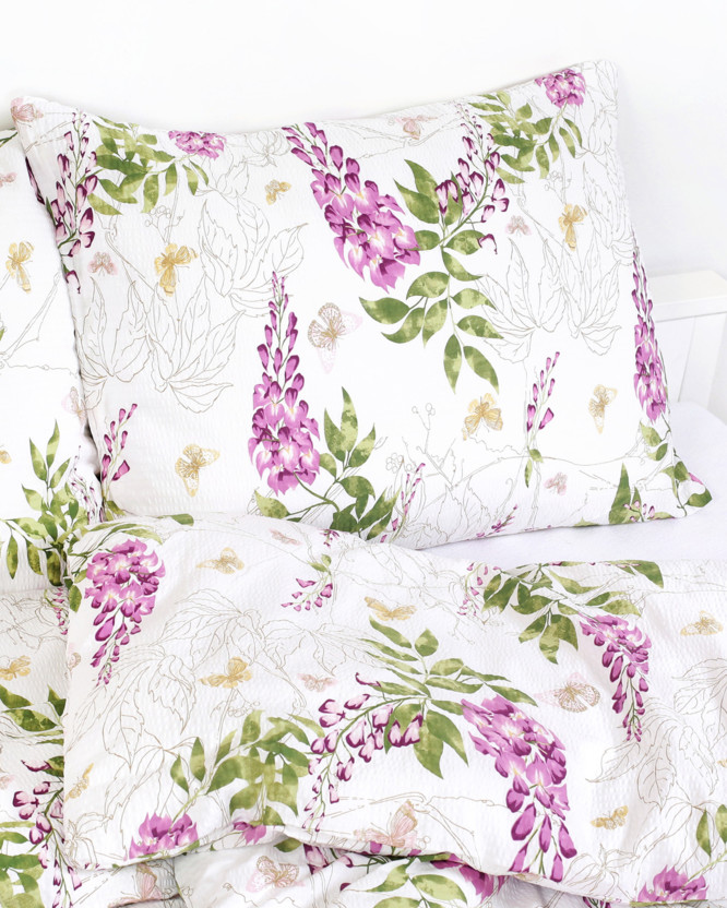 Krepové posteľné obliečky Deluxe - kvety vistárie