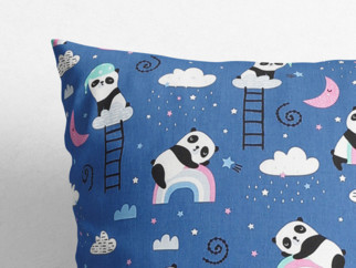 Detská bavlnená obliečka na vankúš - pandy na nočnej oblohe