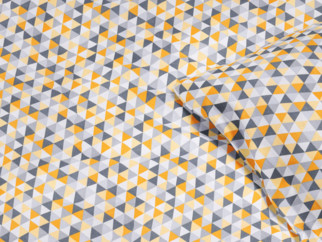 Detské bavlnené obliečky - vzor 970 oranžové a sivé trojuholníky