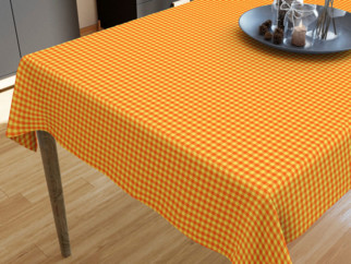 Bavlnený obrus KANAFAS - vzor malé oranžovo-žlté kocky