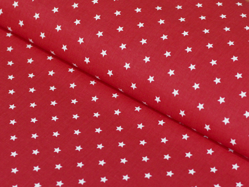 Bavlnené plátno - malé hviezdičky na červenom