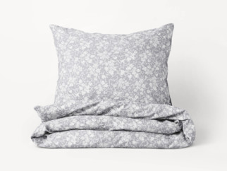 Bavlnené posteľné obliečky - popínavé kvety na svetlo sivom