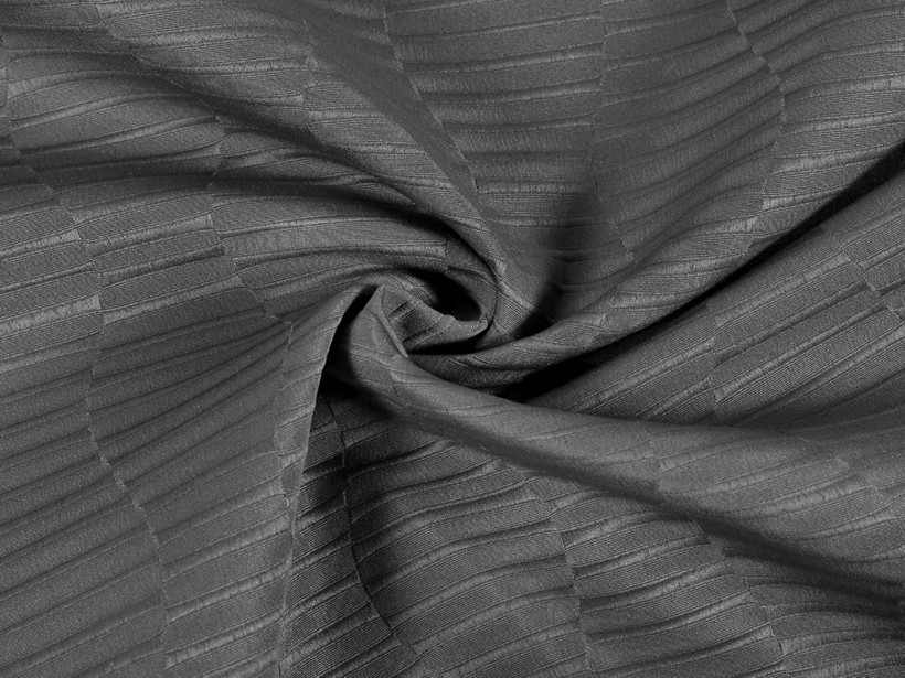 Dekoračná látka s teflónovou úpravou - tmavo sivé šrafované vlny