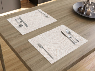 Dekoračné prestieranie na stôl VERONA - vzor veľké mandaly na režnom - sada 2ks