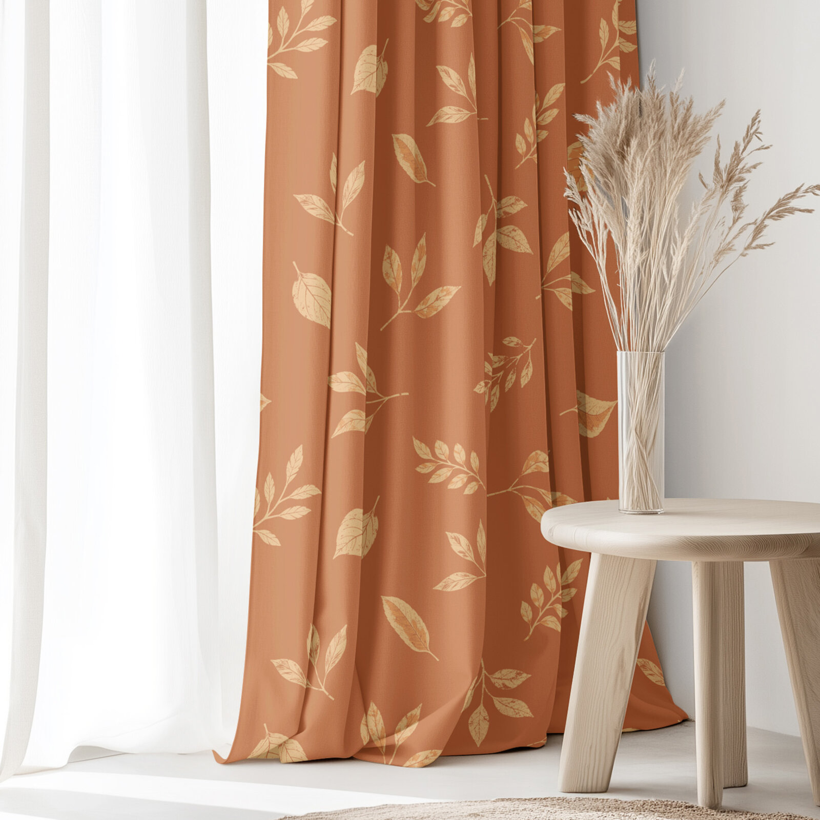 Bavlnený záves - Oranžové jesenné lístky