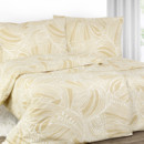 Krepové posteľné obliečky - vzor 808 tropické listy na zlatom