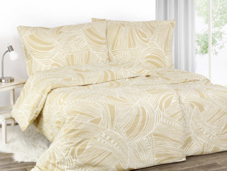 Krepové posteľné obliečky - tropické listy na zlatom