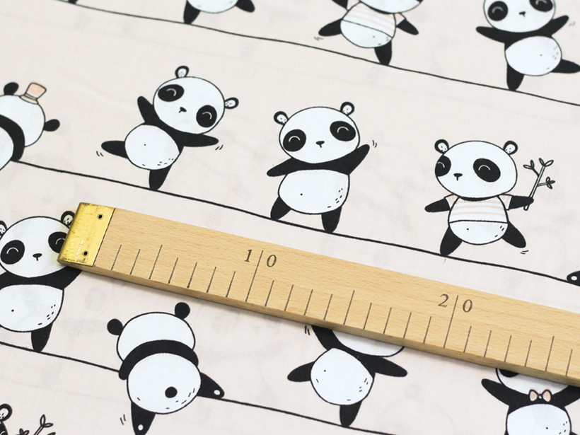 Bavlnené plátno - tancujúce pandy