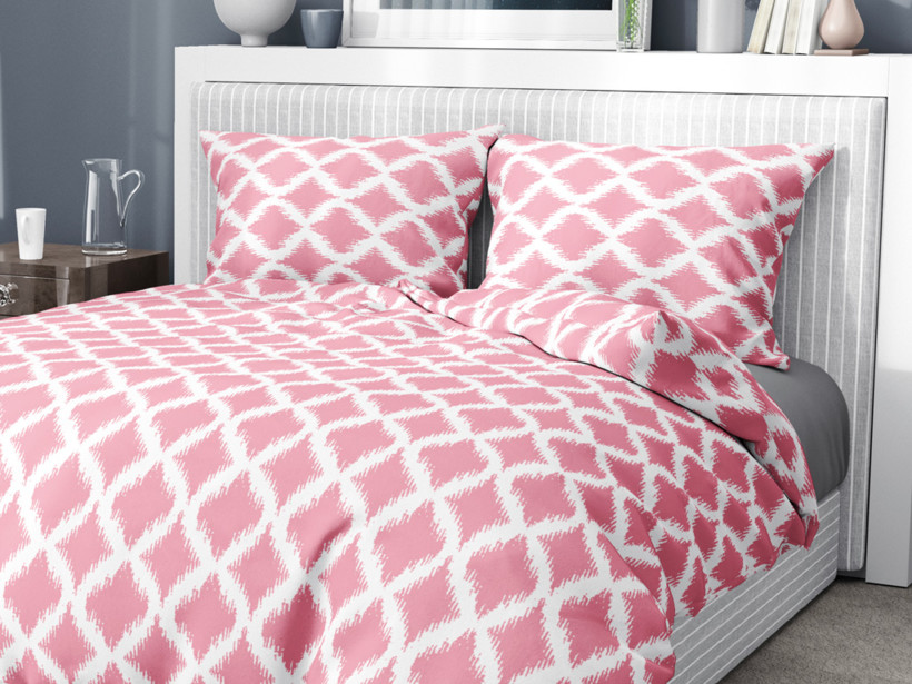 Bavlnené posteľné obliečky - pastelovo ružové kosoštvorce