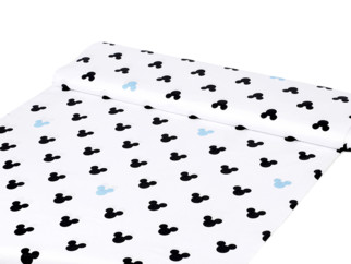 Bavlnené plátno SIMONA - vzor 912 čierno-modré myšky Miky - metráž š. 160cm