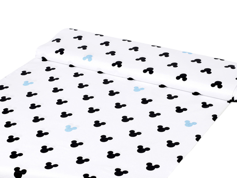 Bavlnené plátno - čierno-modré myšky Miky