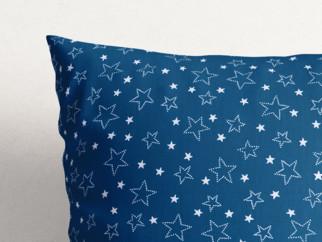 Vianočná bavlnená obliečka na vankúš - vzor biele hviezdičky na modrom