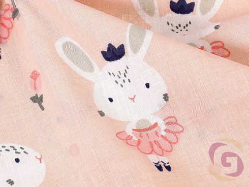 Bavlnené plátno SIMONA - tancujúci králikovia