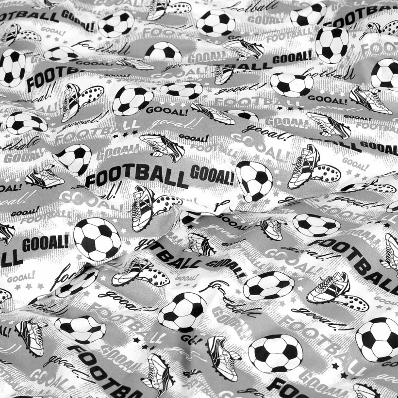 Detské bavlnené obliečky - futbal na sivom
