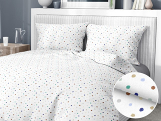 Flanelové posteľné obliečky - vzor 1023 farebné bodky na bielom