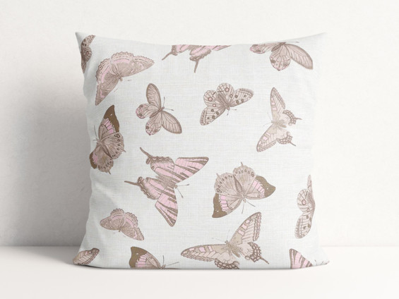 Dekoračná obliečka na vankúš Loneta - ružoví motýle