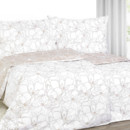 Krepové posteľné obliečky - vzor 1007 biele kvety na svetle béžovom
