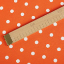 Dekoračná látka Loneta - biele bodky na oranžovom - šírka 140, 280 cm